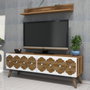 Hanah Home Mueble TV Nogal Diseño Floral Moderno Elegante con Almacenamiento 120cm